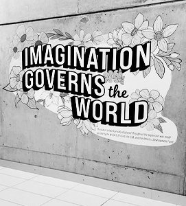 Digital print mural in greyscale